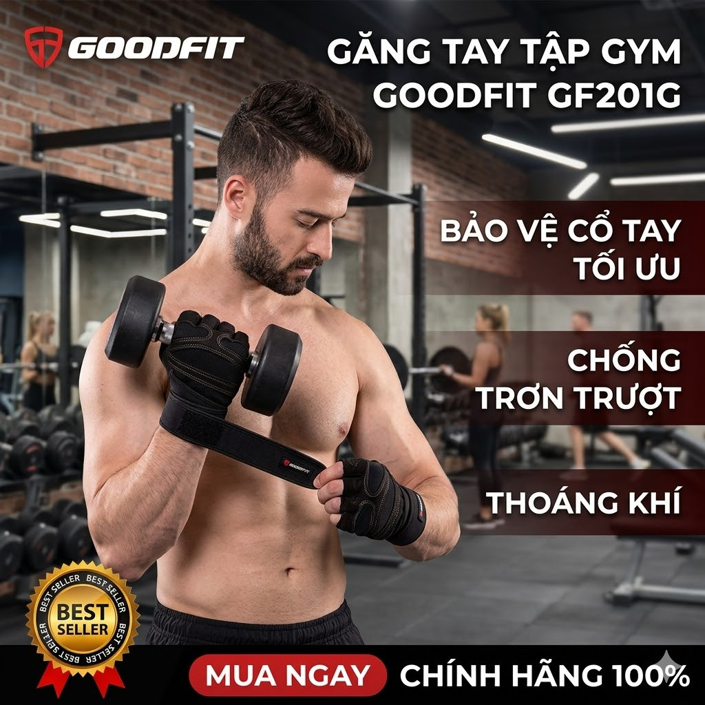 Găng tay tập gym có quấn GoodFit GF201G