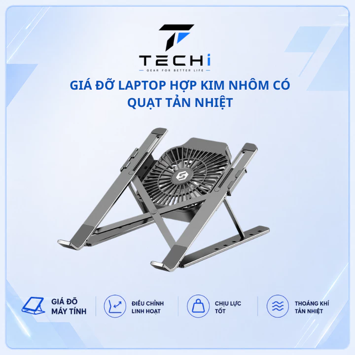 Giá đỡ laptop,đế tản nhiệt laptop gấp gọn, điều chỉnh độ cao có quạt tản nhiệt