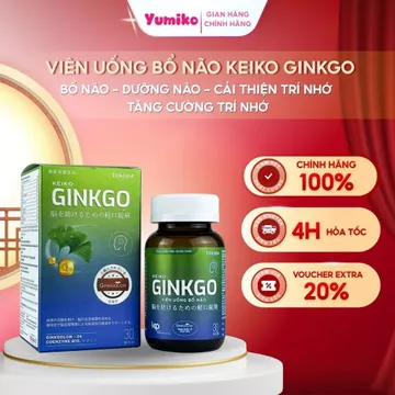 [GINKGO BILOBA 24%] KEIKO GINKGO Bổ Não Hỗ Trợ Cải Thiện Trí Nhớ, Tăng Cường Tuần Hoàn Não, Giảm Đau Đầu Chóng Mặt 30v