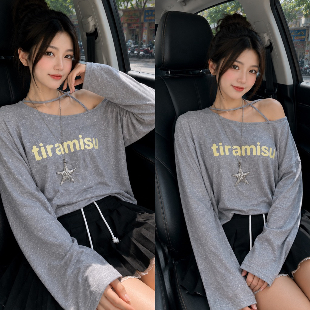 MADMIND Áo Nữ Trễ Vai Cột Dây Tay Dài Tiramisu D16 (Xuyên Thấu Nhẹ) - Áo Lệch Vai Mặc Mùa Hè Màu Vàng, Xám, Xanh Tiffany | BigBuy360 - bigbuy360.vn