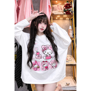 Áo thun dài tay in hình kitty heo dành cho nữ