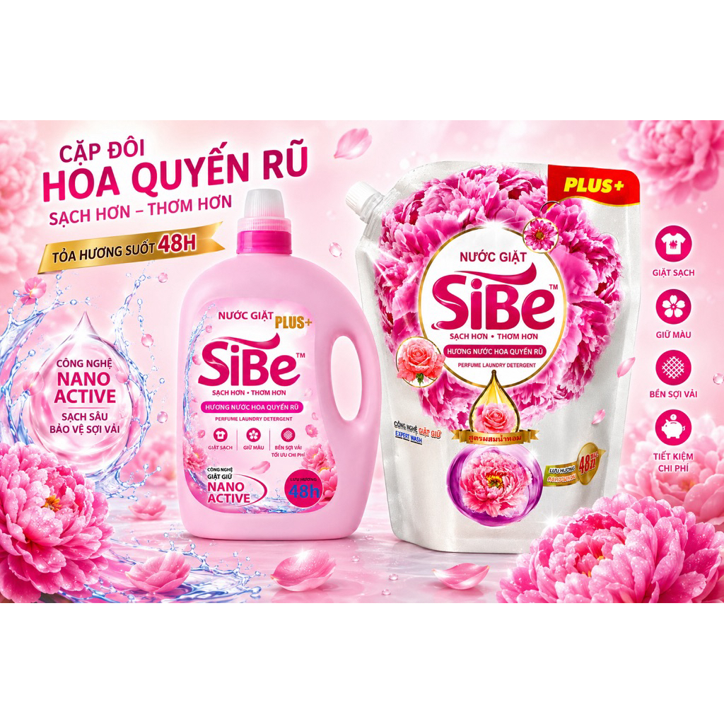 SIÊU PHẨM NƯỚC GIẶT CAO CẤP SIBE 5IN1 – HƯƠNG NƯỚC HOA QUYẾN RŨ