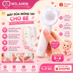 Máy dũa móng tay cho bé MOAZ BEBE mb-080 chính hãng 5 đầu mài chống trầy xước tiện dụng kèm đèn led