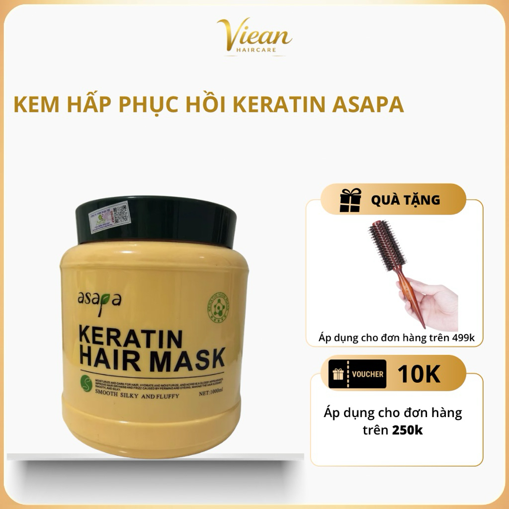 Hấp Dầu Phục Hồi Chuyên Sâu ASAPA KERATIN HAIR MASK 1000ML Phục Hồi Sâu Cho Tóc Hư Tổn, Gãy Rụng