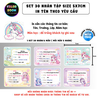[ IN TÊN THEO YÊU CẦU] Nhãn Vở/Sách Kì Lân Unicorns - Chống thấm nước - In Theo Yêu Cầu - ColorBoom