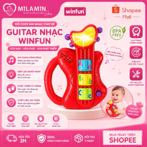 Đồ chơi âm nhạc đàn guitar ghi ta đèn nhạc cho bé tập cầm Winfun từ 6 tới 24 tháng
