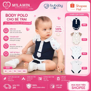 BU Baby (1M-12M) Body chip ngắn tay cổ Polo cao cấp cho bé Bubaby Ponie - PPN230| Sơ sinh chính hãng