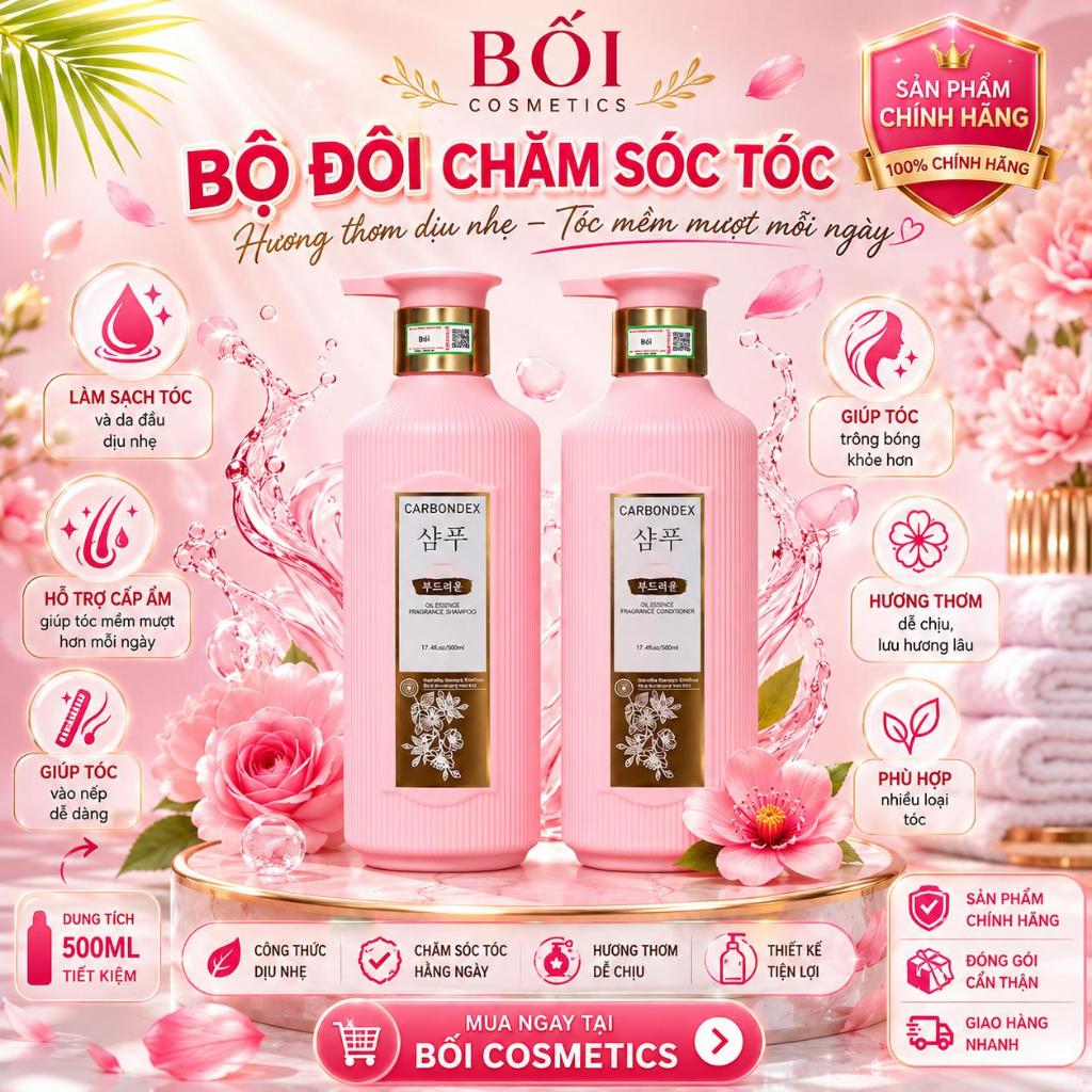 Dầu Gội Xả CARBONDEX 800ml Combo Gội Xả Chăm Sóc Tóc Hương Nước Hoa Dịu Nhẹ Làm Sạch Tóc Và Da Đầu