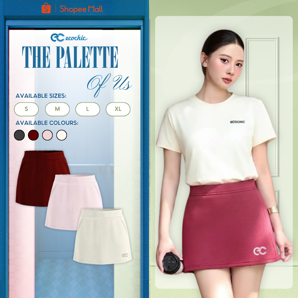 Chân Váy Thun ECOCHIC B238 Dáng A Basic Logo In Nhiệt Chất Liệu Cao Cấp Mềm Mịn Thoáng Mát Chính Hãng