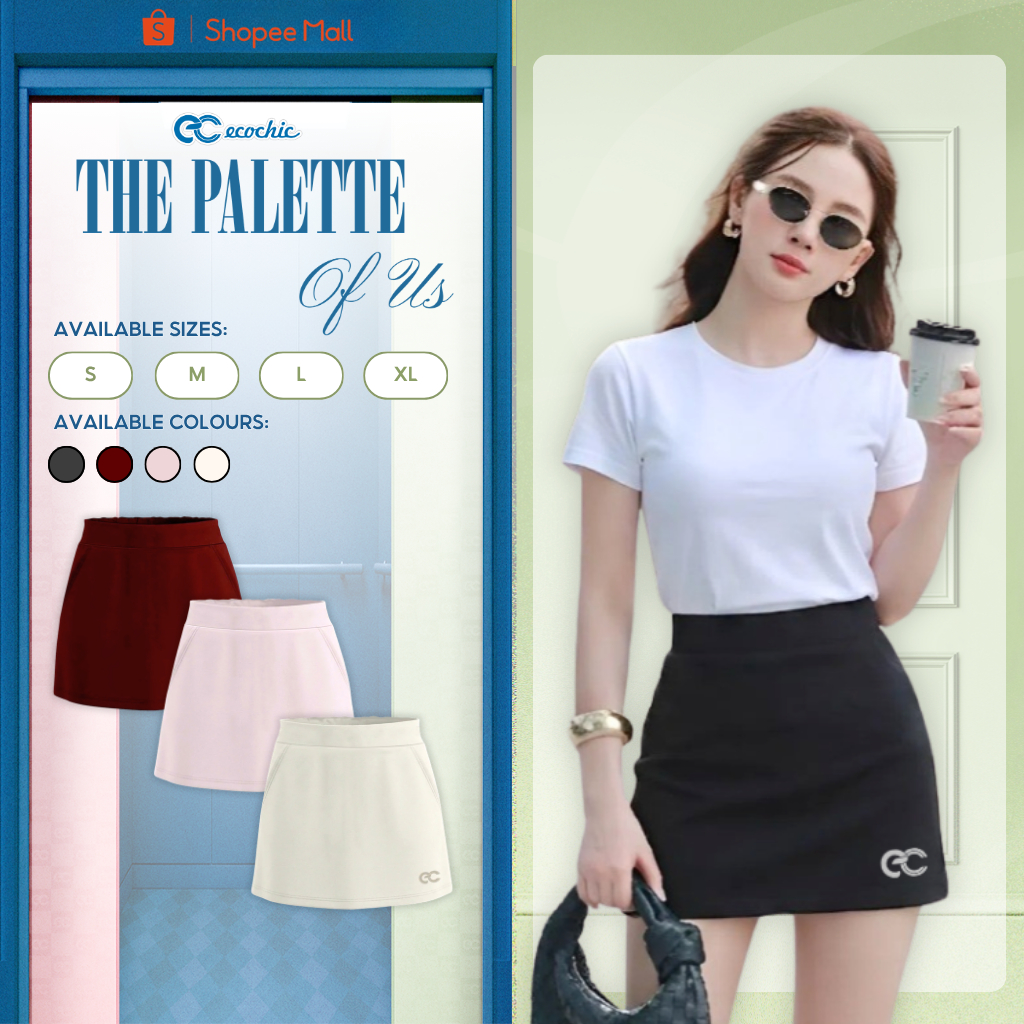 Chân Váy Thun ECOCHIC B238 Dáng A Basic Logo In Nhiệt Chất Liệu Cao Cấp Mềm Mịn Thoáng Mát Chính Hãng