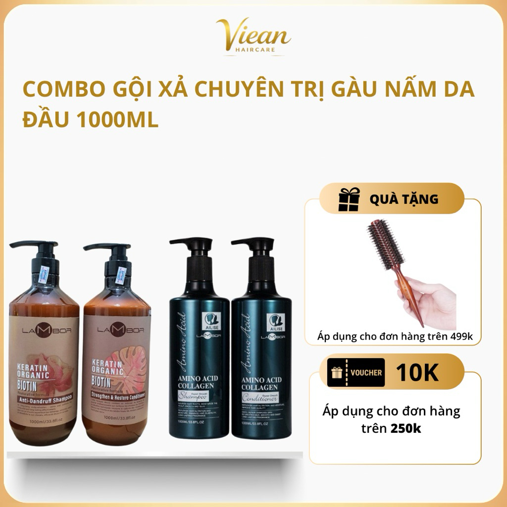 [CHÍNH HÃNG] Cặp Gội Xả AILISE - LAMBOR 1000ml Giảm rụng mọc tóc nhanh, Sạch Gàu, Phục Hồi Siêu Mượt