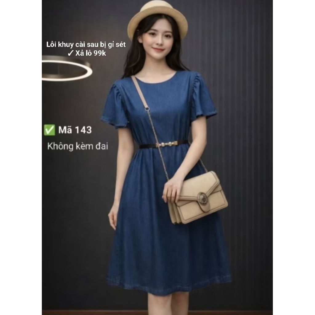 Váy Đầm Jean Nữ Dáng Xòe Nhẹ Nhàng, Chất Denim Mềm, Form Chuẩn Tôn Dáng