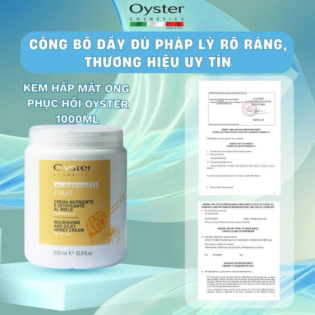 Hấp Dầu OYSTER 1000ML Chính Hãng | Dầu Hấp Phục Hồi, Dưỡng Ẩm, Chuẩn Salon Tại Nhà | Viean Haircare