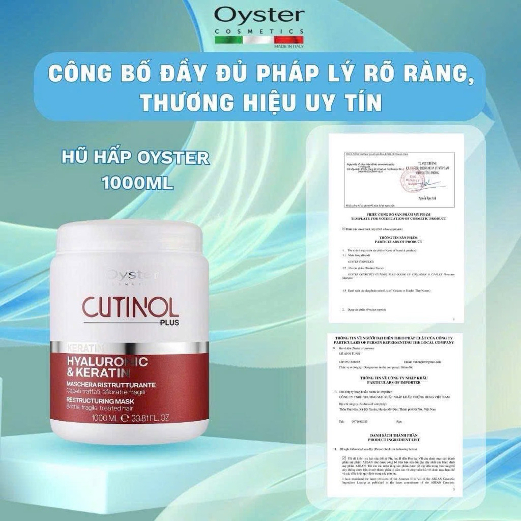 Hấp Dầu OYSTER 1000ML Chính Hãng | Dầu Hấp Phục Hồi, Dưỡng Ẩm, Chuẩn Salon Tại Nhà | Viean Haircare