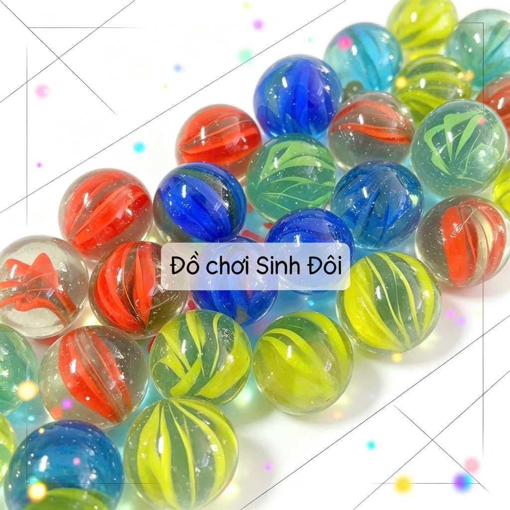 bi thủy tinh lớn 25mm 8 khía – Bi ve tuổi thơ, dùng trang trí rất xinh