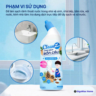 Chai Nước Tẩy Bồn Cầu & Nhà Tắm CleanZ 570g – Đậm Đặc Khử Mùi, Sạch Khuẩn Gấp 10 Lần | GigaMax Home