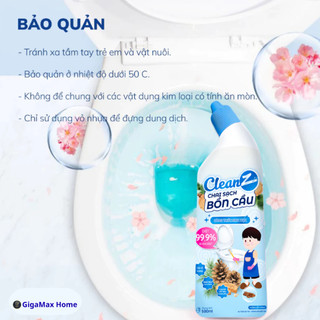 Chai Nước Tẩy Bồn Cầu & Nhà Tắm CleanZ 570g – Đậm Đặc Khử Mùi, Sạch Khuẩn Gấp 10 Lần | GigaMax Home