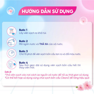 Viên Thả Bồn Cầu CleanZ 50g Phiên Bản Mới – Hương Hoa Anh Đào Thanh Mát, X2 Khử Mùi & Diệt Khuẩn | GigaMax Home