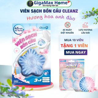 Viên Thả Bồn Cầu CleanZ 50g Phiên Bản Mới – Hương Hoa Anh Đào Thanh Mát, X2 Khử Mùi & Diệt Khuẩn | GigaMax Home