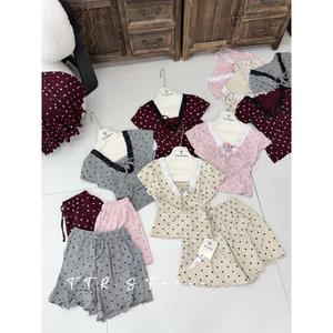 Set áo viền ren nơ ngực đùi bi