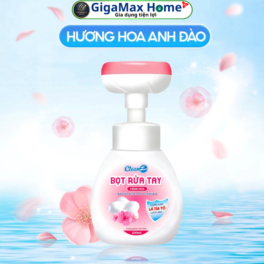 Bọt Rửa Tay Kháng Khuẩn CleanZ 350ml – Sạch Khuẩn 99.9%, Dưỡng Ẩm Mềm Mại Da Tay | GigaMax Home