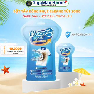 Bột Tẩy Trắng Đồng Phục CleanZ 100g – Đánh Bay Ố Vàng, Vết Dầu Mỡ & Bùn Đất Siêu Tốc | GigaMax Home
