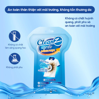 Bột Tẩy Trắng Đồng Phục CleanZ 100g – Đánh Bay Ố Vàng, Vết Dầu Mỡ & Bùn Đất Siêu Tốc | GigaMax Home