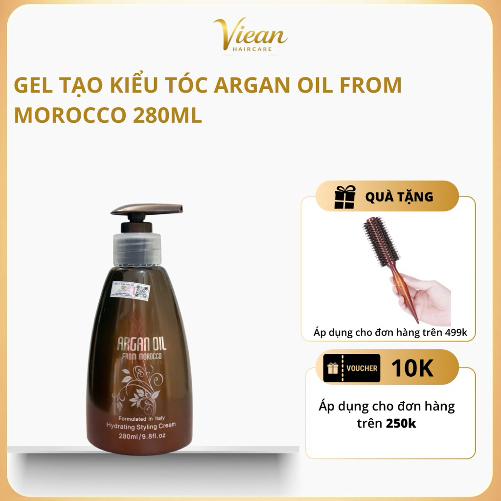 Gel Tạo Kiểu Dưỡng Tóc Argan Oil From Morocco 280ml Vuốt Tóc Uốn, Giữ Nếp Tự Nhiên & Phục Hồi Hư Tổn