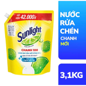 Combo 2 túi Nước Rửa Chén Sunlight 3.1kg - Đánh Bay Dầu Mỡ - Hàng chính hãng