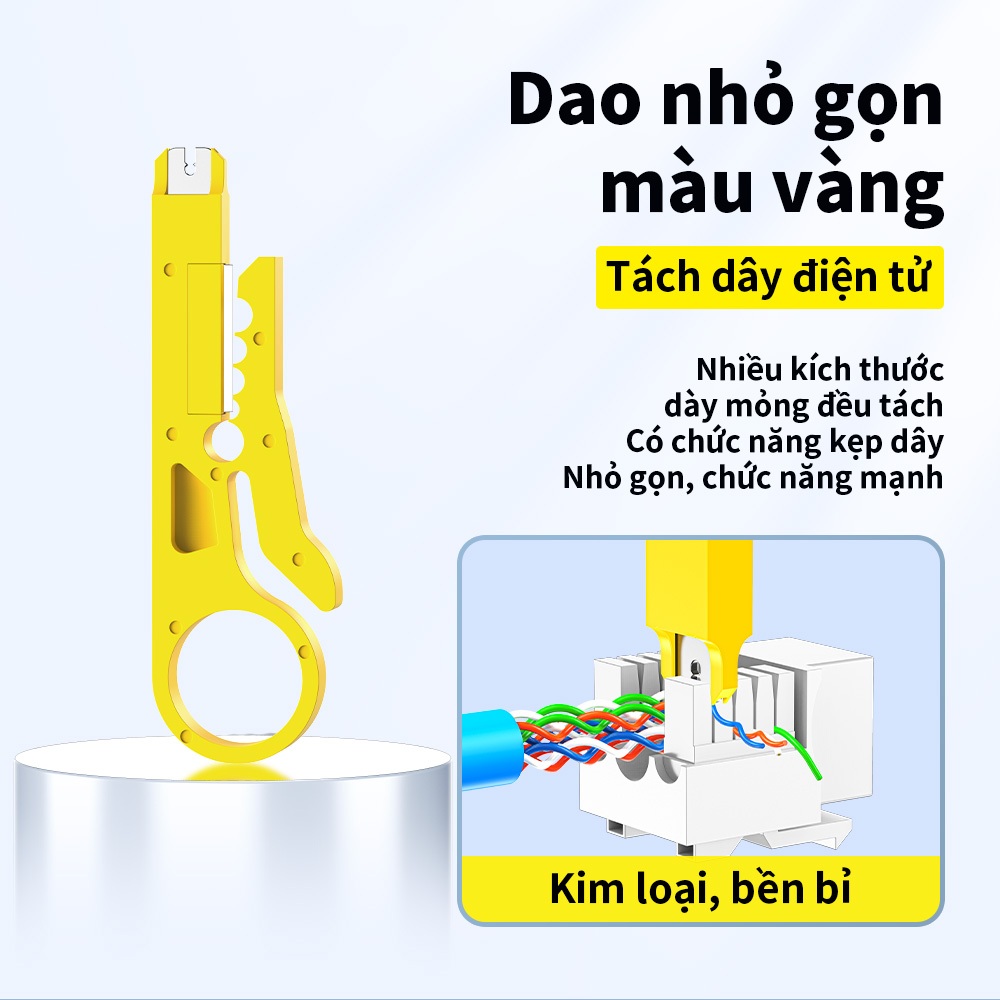 Bộ Dụng Cụ Mạng LAN Kìm Bấm Mạng RJ45 Kèm Máy Test Mạng Dao Tuốt Dây Cho Thợ Kỹ Thuật