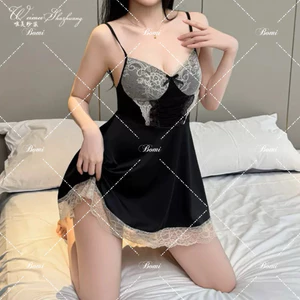 V20.Váy Lụa Phối Ren Trắng ,Lụa Cao Cấp Không Nhăn