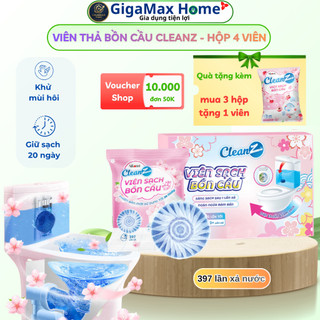 Hộp 4 Viên Thả Bồn Cầu CleanZ 50g/viên – Tự Động Làm Sạch, Diệt Khuẩn Sinh Học Khử Mùi Toilet Đến 80 Ngày | GigaMax Home