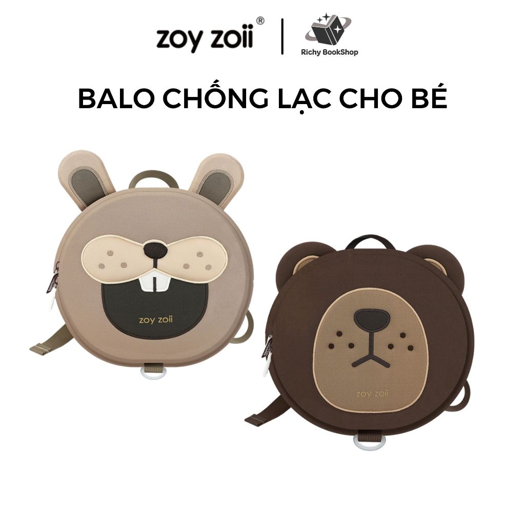 Balo, cặp hình thú cho bé mầm non chính hãng cao cấp kèm dây chống lạc - Zoyzoii Animal Series Safety Backpack mã B32