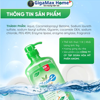 Nước Rửa Chén Sinh Học CleanZ Hương Gừng 400ml – Đánh Tan Dầu Mỡ X3, Khử Mùi & Rửa Được Rau Củ Quả | GigaMax Home