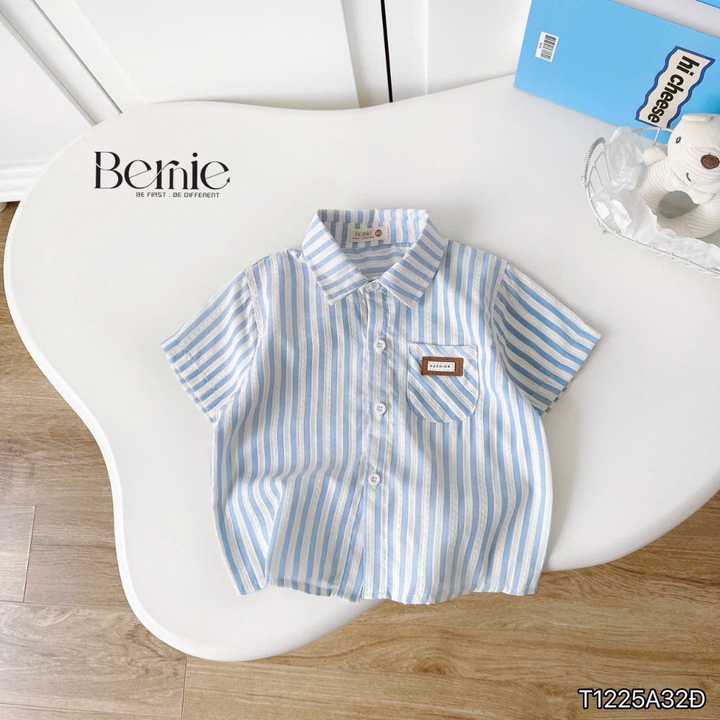 (Nhiều mẫu) Tổng hợp các mẫu áo sơ mi cộc tay của Bernie cho bé trai, áo sơ mi đi học đi chơi cho bé