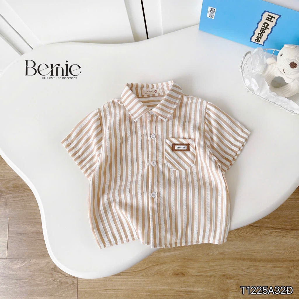 (Nhiều mẫu) Tổng hợp các mẫu áo sơ mi cộc tay của Bernie cho bé trai, áo sơ mi đi học đi chơi cho bé