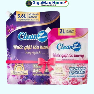 Combo Nước Giặt Xả Cao Cấp CleanZ (Mua 1 tặng 1) – Ngát Hương Nửa Tháng, Sạch Sâu & An Toàn Cho Bé | GigaMax Home