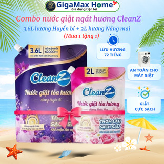 Combo Nước Giặt Xả Cao Cấp CleanZ (Mua 1 tặng 1) – Ngát Hương Nửa Tháng, Sạch Sâu & An Toàn Cho Bé | GigaMax Home