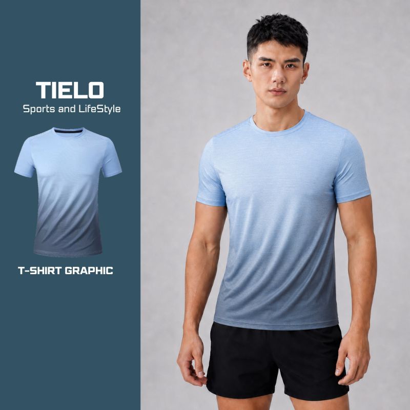 T Shirt Graphic TIELO – Áo thun thể thao nam , co giãn 4 chiều , thoáng khí , nhanh khô , chạy bộ , gym , pickleball