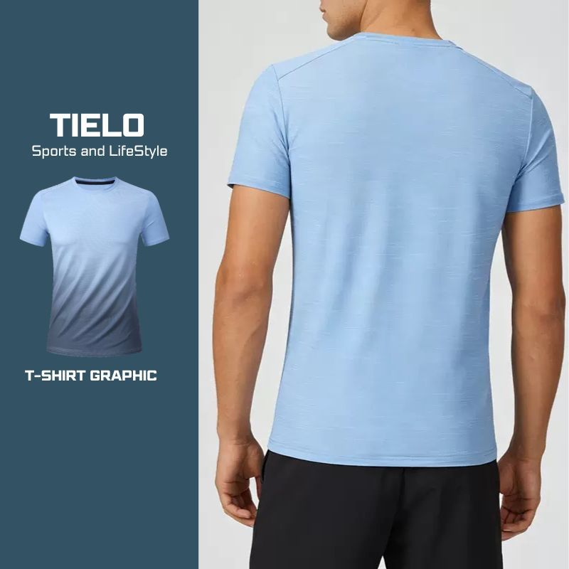 T Shirt Graphic TIELO – Áo thun thể thao nam , co giãn 4 chiều , thoáng khí , nhanh khô , chạy bộ , gym , pickleball