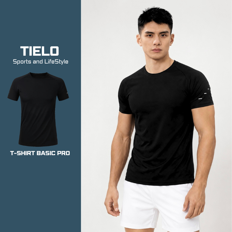 T Shirt Basic Pro TIELO - Áo thể thao nam , chạy bộ , tập gym , pickleball , co giãn 4 chiều , khoáng khí