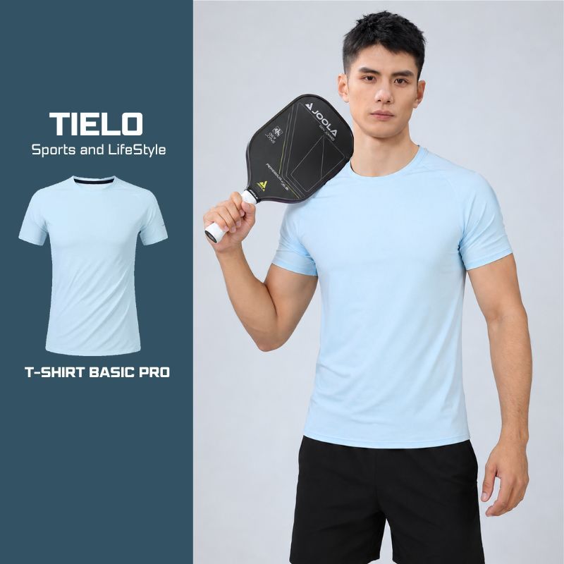 T Shirt Basic Pro TIELO - Áo thể thao nam , chạy bộ , tập gym , pickleball , co giãn 4 chiều , khoáng khí