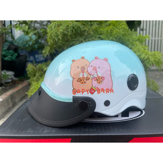 Nón mũ bảo hiểm nửa đầu 1/2 em bé (5-10) Tuổi sơn hình hoạt hình dễ thương Capybara Doraemon Baby tree ......