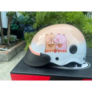 Nón mũ bảo hiểm nửa đầu 1/2 em bé (5-10) Tuổi sơn hình hoạt hình dễ thương Capybara Doraemon Baby tree ......