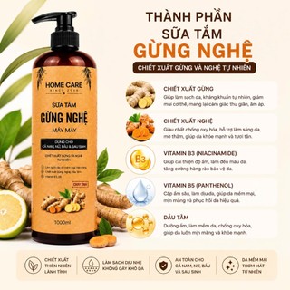 Sữa Tắm Gừng Nghệ Giữ Ấm Và Sáng Da, Bay Mụn Lưng, Ngực, Tay, Thuần Chay Chính Hãng Home Care