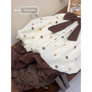 PHẠM THÙY SHOP: SET BỘ HAI DÂY NƠ NGỰC MIX CHÂN VÁY BÍ NÂU KÈM ẢNH THẬT