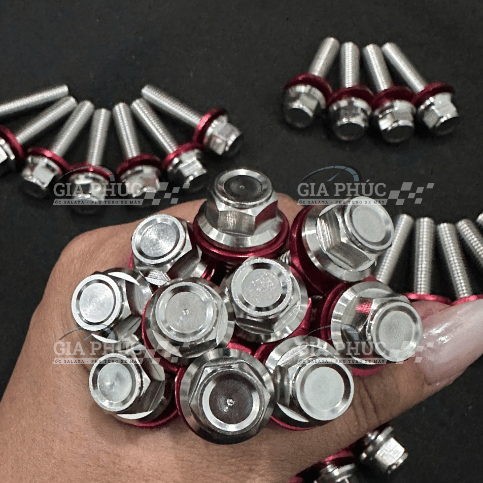 [GIÁ RẺ] ỐC SALAYA INOX 304 MẪU THÁI V3 + LÔNG ĐỀN ĐỎ - 6Li, 8Li, 10Li - CHIỀU DÀI ĐẦY ĐỦ