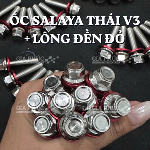 ỐC SALAYA INOX 304 MẪU THÁI V3 + LÔNG ĐỀN ĐỎ - 6Li, 8Li, 10Li - CHIỀU DÀI ĐẦY ĐỦ
