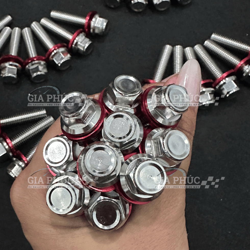 [GIÁ RẺ] ỐC SALAYA INOX 304 MẪU THÁI V3 + LÔNG ĐỀN ĐỎ - 6Li, 8Li, 10Li - CHIỀU DÀI ĐẦY ĐỦ