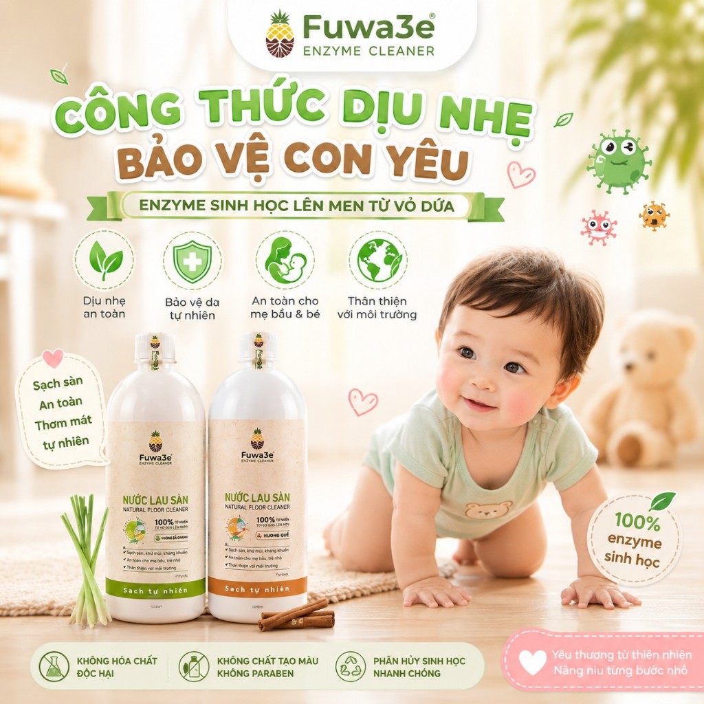 Nước Lau Sàn Hữu Cơ Sinh Học Enzyme Từ Vỏ Dứa Hương Sả Chanh/Quế Đậm Đặc - Khử Mùi, Đuổi Côn Trùng, An Toàn Cho Mẹ & Bé